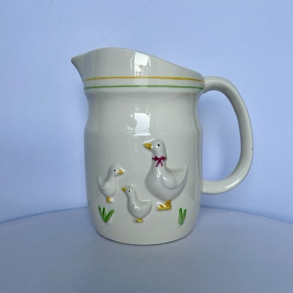 Ribbon Geese Bowl And Pitcher Ceramic Set Vintage Treasure Craft USA - Picture 9 of 15
